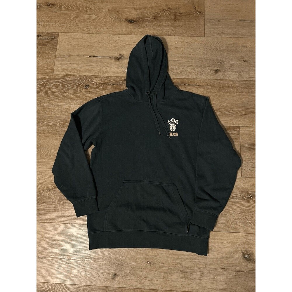 Vans Mens Green Long Sleeve Pullover Hooded Sweatshirt Hippie Skeleton Graphic M